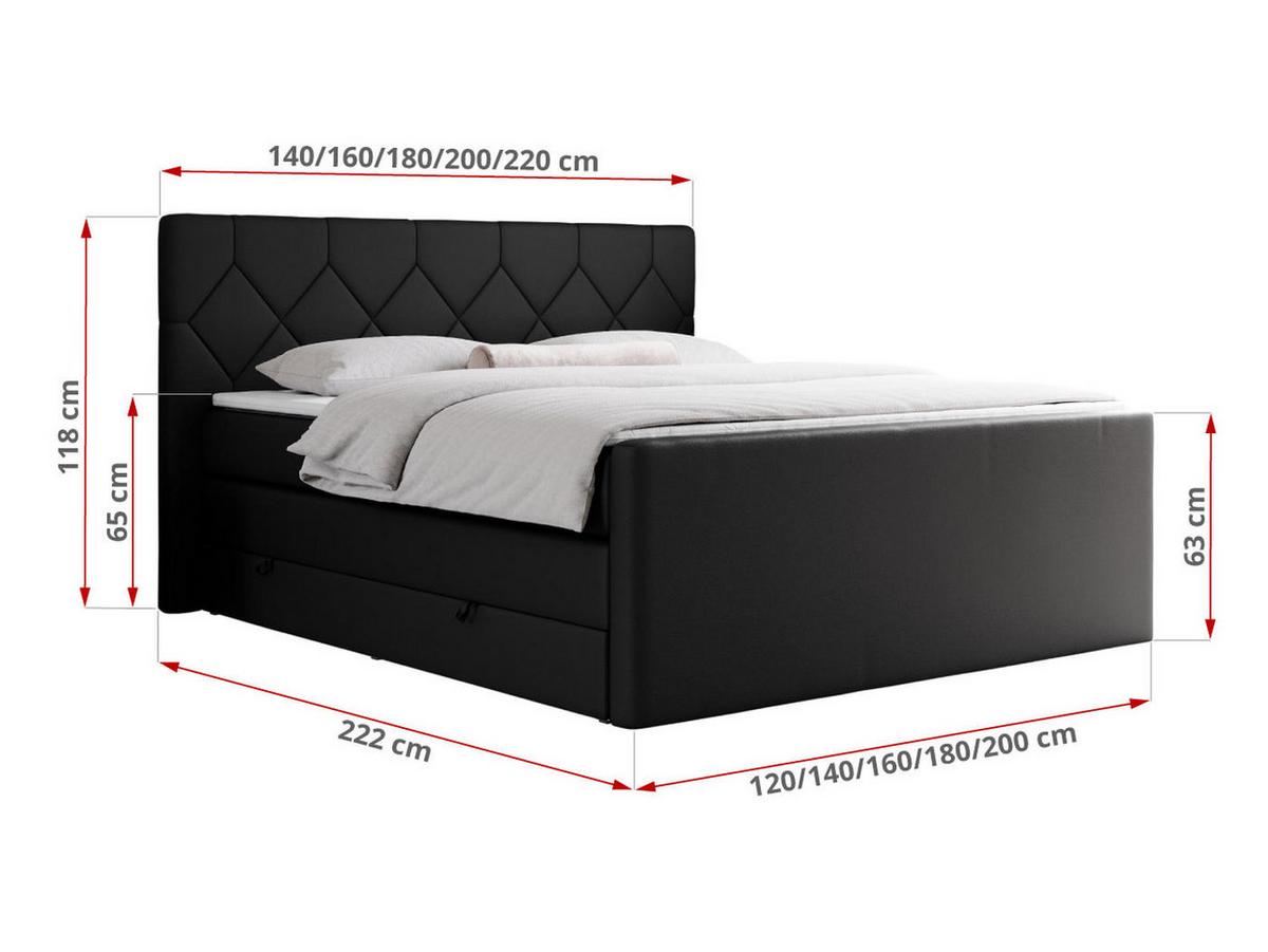 BOXSPRINGBETT KING EIGAR 200/200 Schwarz Kunstleder - H4 - Schwarz, Holz/Textil (200/200cm) - MKS
