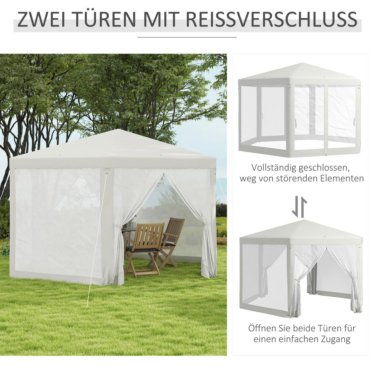 GARTENPAVILLON Polyester Metall Crème - Creme, Metall (341.2/250/394cm) - Outsunny