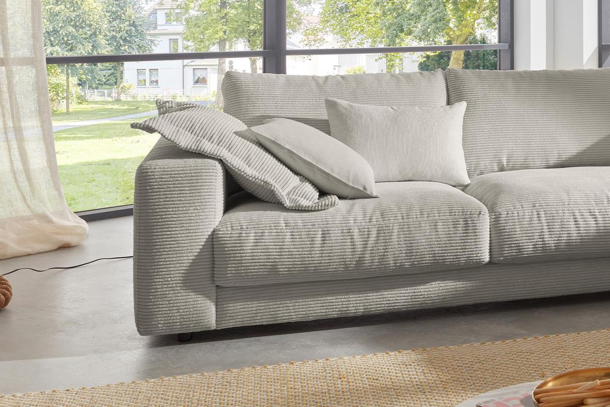 ECKSOFA MADELINE Granit Cord - Schwarz/Grau, Kunststoff/Textil (325/224cm) - KAWOLA