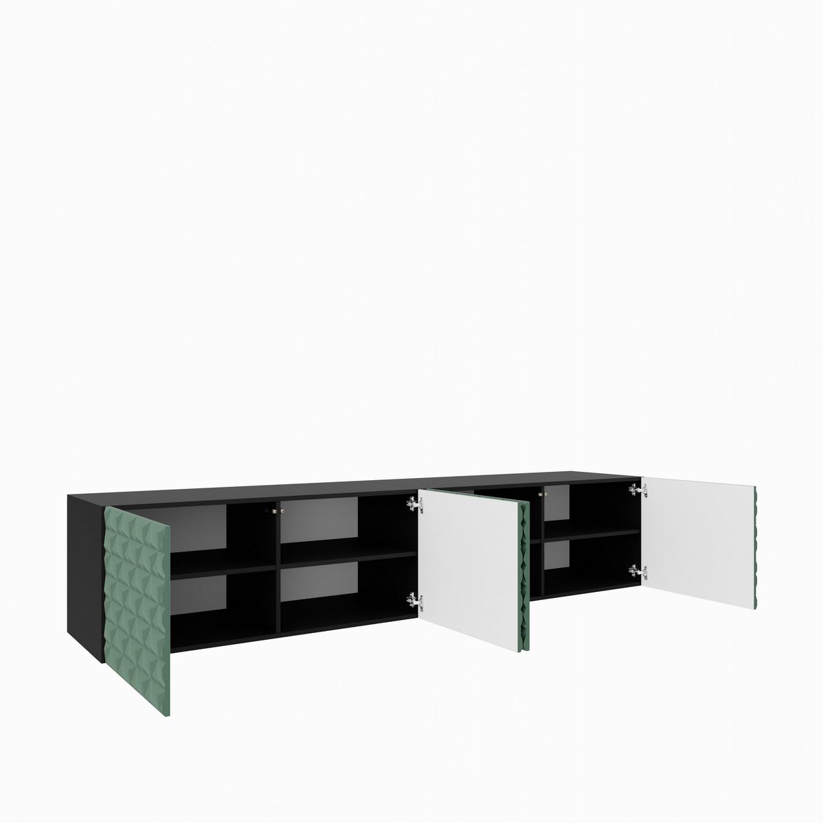 LOWBOARD ROVA 200/41/40 cm, Hängender TV-Schrank Schwarz / Grün - Schwarz/Grün, Holzwerkstoff (200/41/40cm) - MASSENO