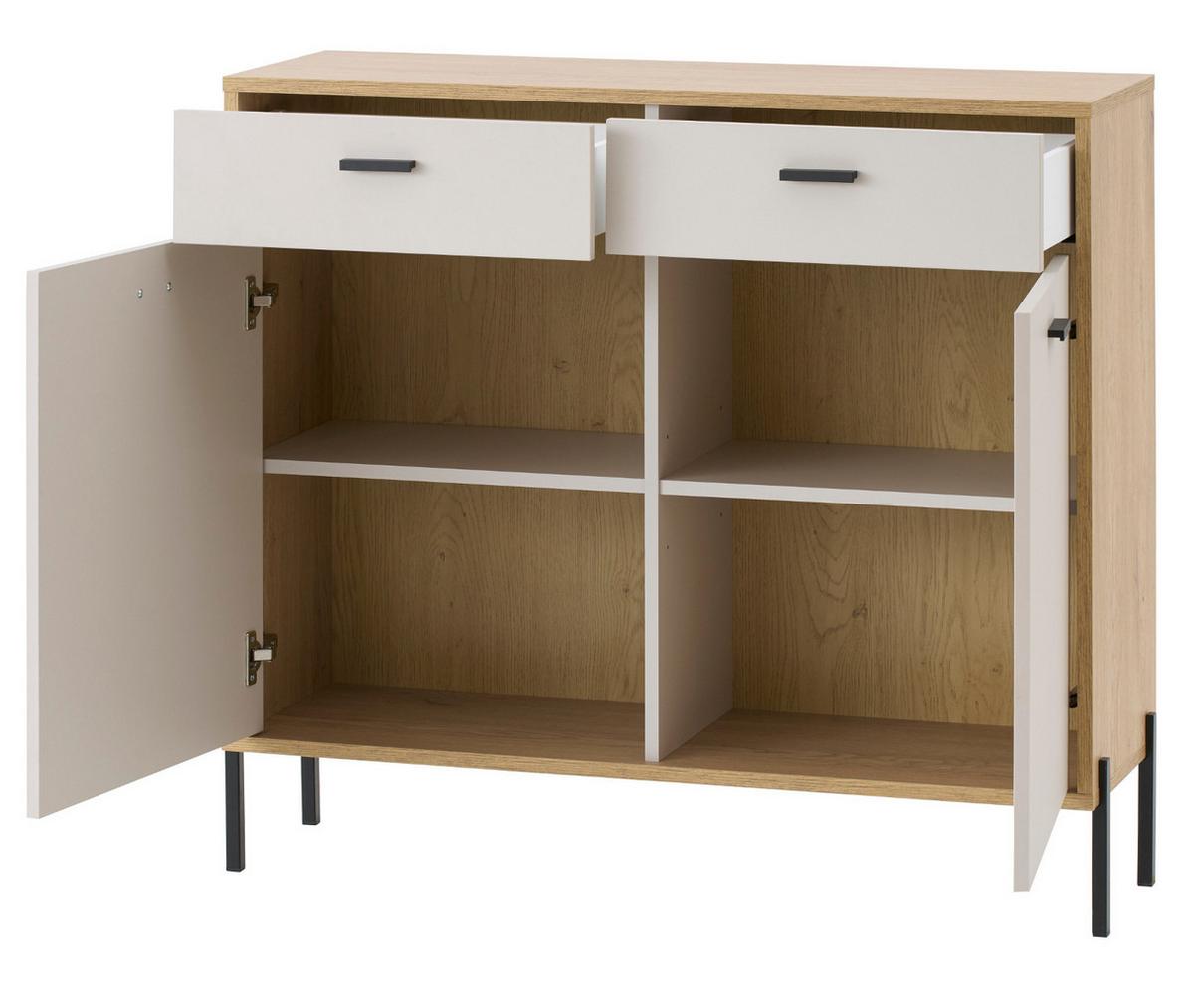 KOMMODE Kaschmir, Eiche 105 cm, SIDEBOARD mit Soft-Close - Kaschmir/Eichefarben, Holzwerkstoff/Metall (105/95/35cm) - Furn.Design