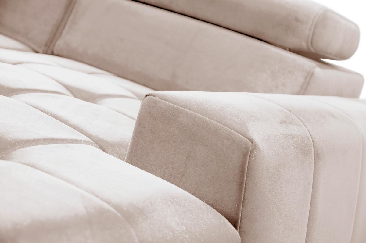 WOHNLANDSCHAFT Arkucio U Beige 345/200/95 cm – großes Sofa mit Schlaffunktion R - Beige/Schwarz, Textil/Metall (345/95/200cm) - AX Living