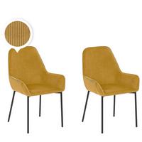 ESSZIMMERSTUHL 2er-Set Cord Gelb Loverna - Gelb, Textil/Metall (56/89/59cm) - Beliani