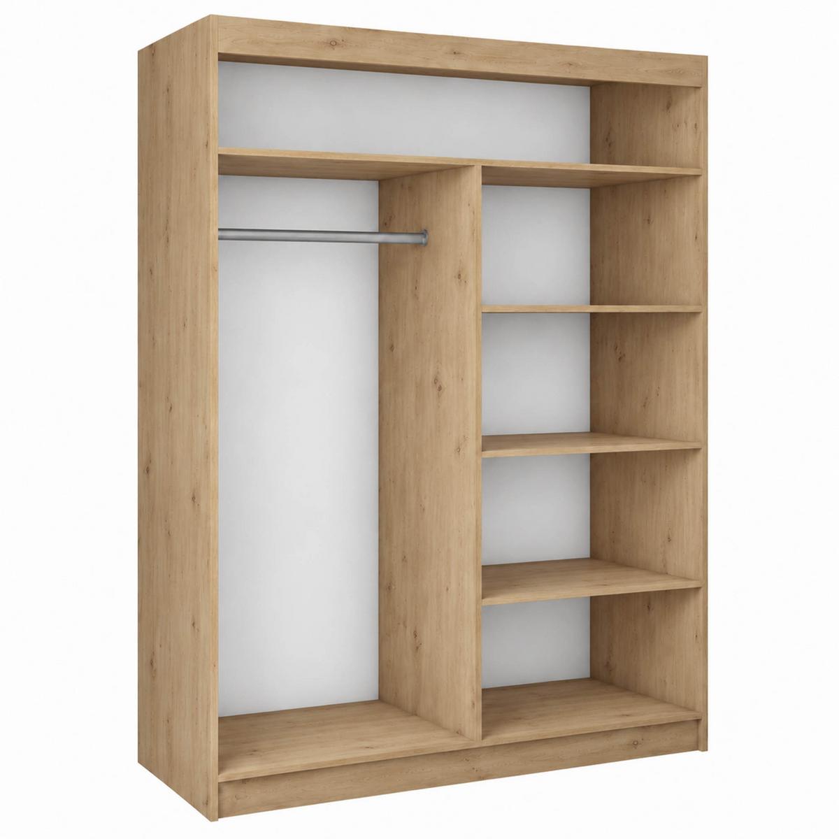 SCHWEBETÜRENSCHRANK Debra mit 2 Türen, 160/216/61 eiche Artisan mit Spiegel - Eiche Artisan, Holzwerkstoff (160/216/61cm) - Beautysofa