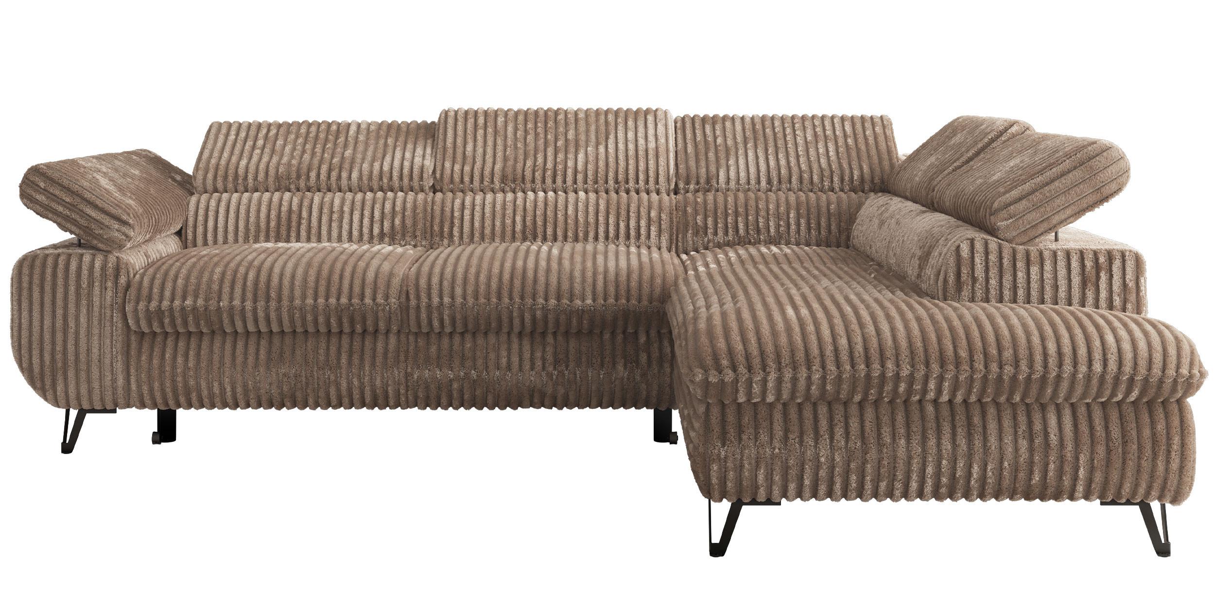 ECKSOFA PABLO L Braun Cord - Rechts Seite mit T25 Topper - Schwarz/Braun, Textil/Metall (273/208cm) - MKS