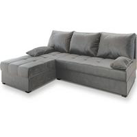 ECKSOFA RITA Hellgrau Plüsch-Stoff mit Schlaffunktion - Hellgrau/Grau, Holz/Kunststoff (200/141cm) - MASSENO
