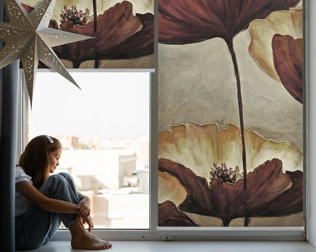 INNENROLLO - Fensterrollo - Rollo - 130x140 cm - Blumen - Rot, Kunststoff (130/140/0.5cm) - TULUP