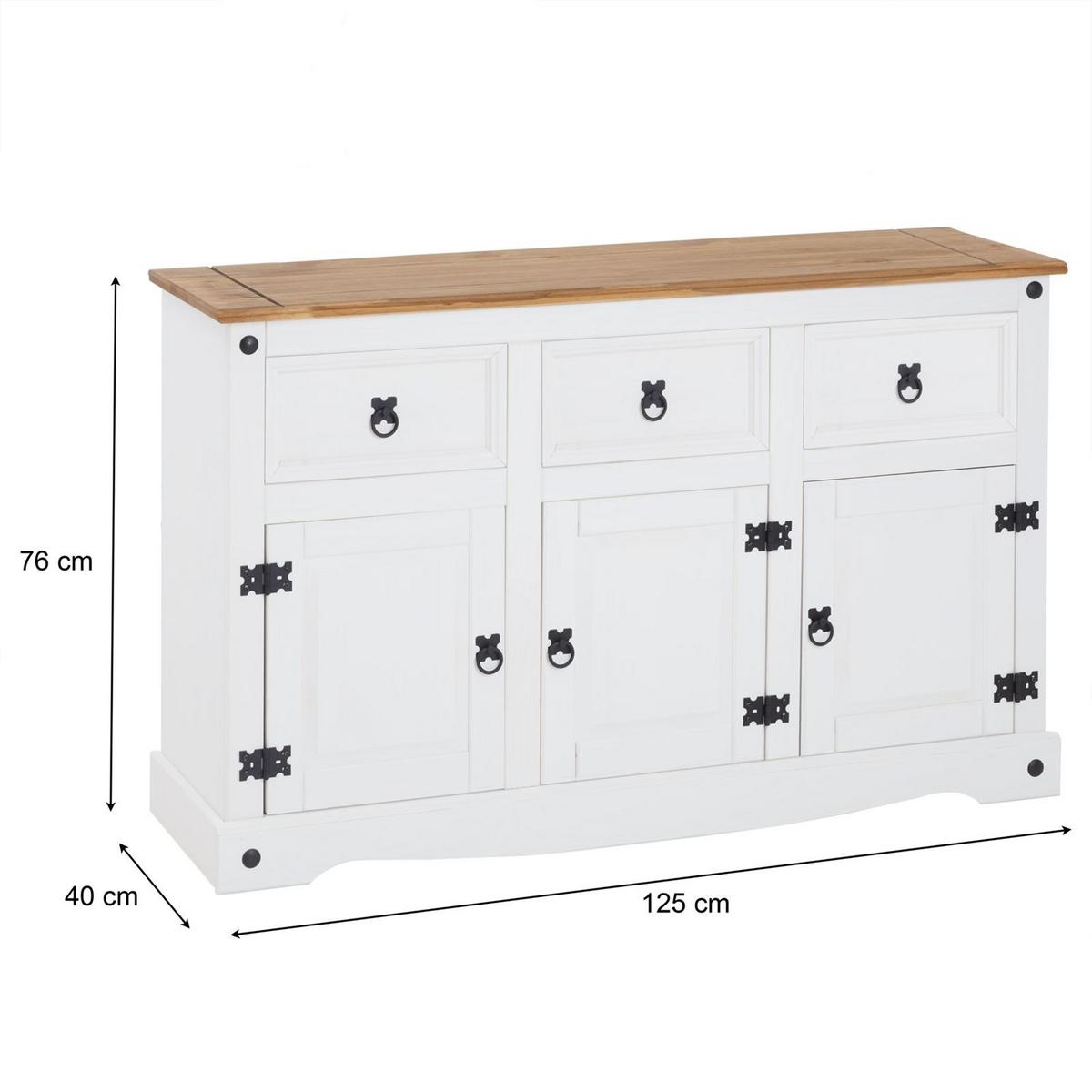 SIDEBOARD CAMPO weiß/braun - Weiß/Braun, Holz (125/76/40cm) - CARO-Möbel