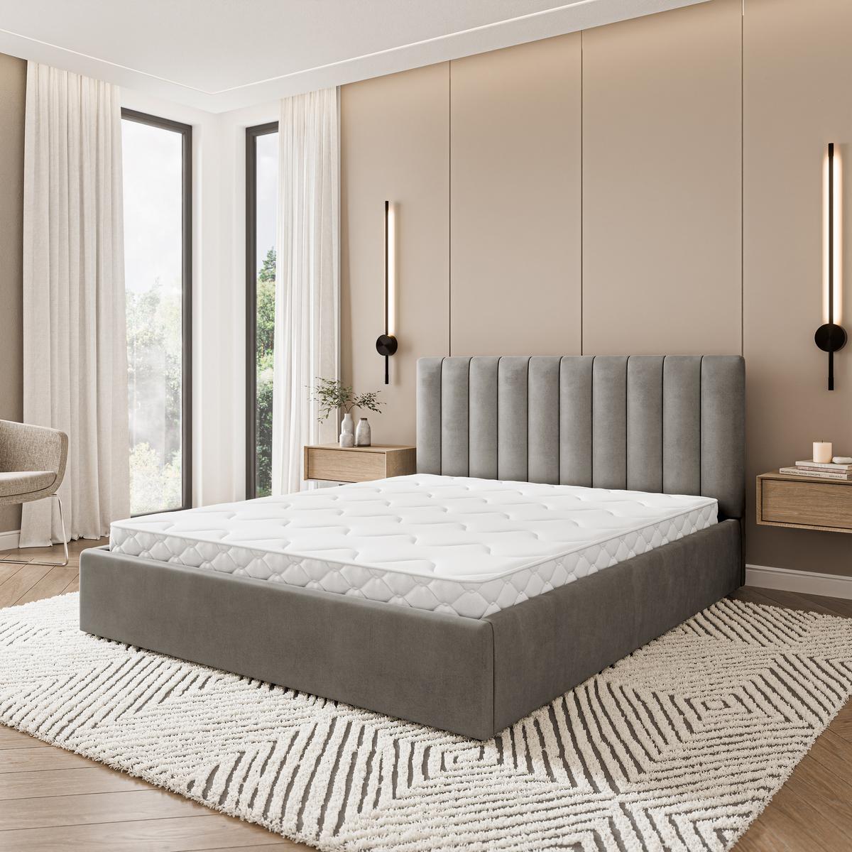 POLSTERBETT DEMERA MGV 160x200 cm mit Bettkästen - Grau - Grau, Holz (160/200cm) - MASSENO