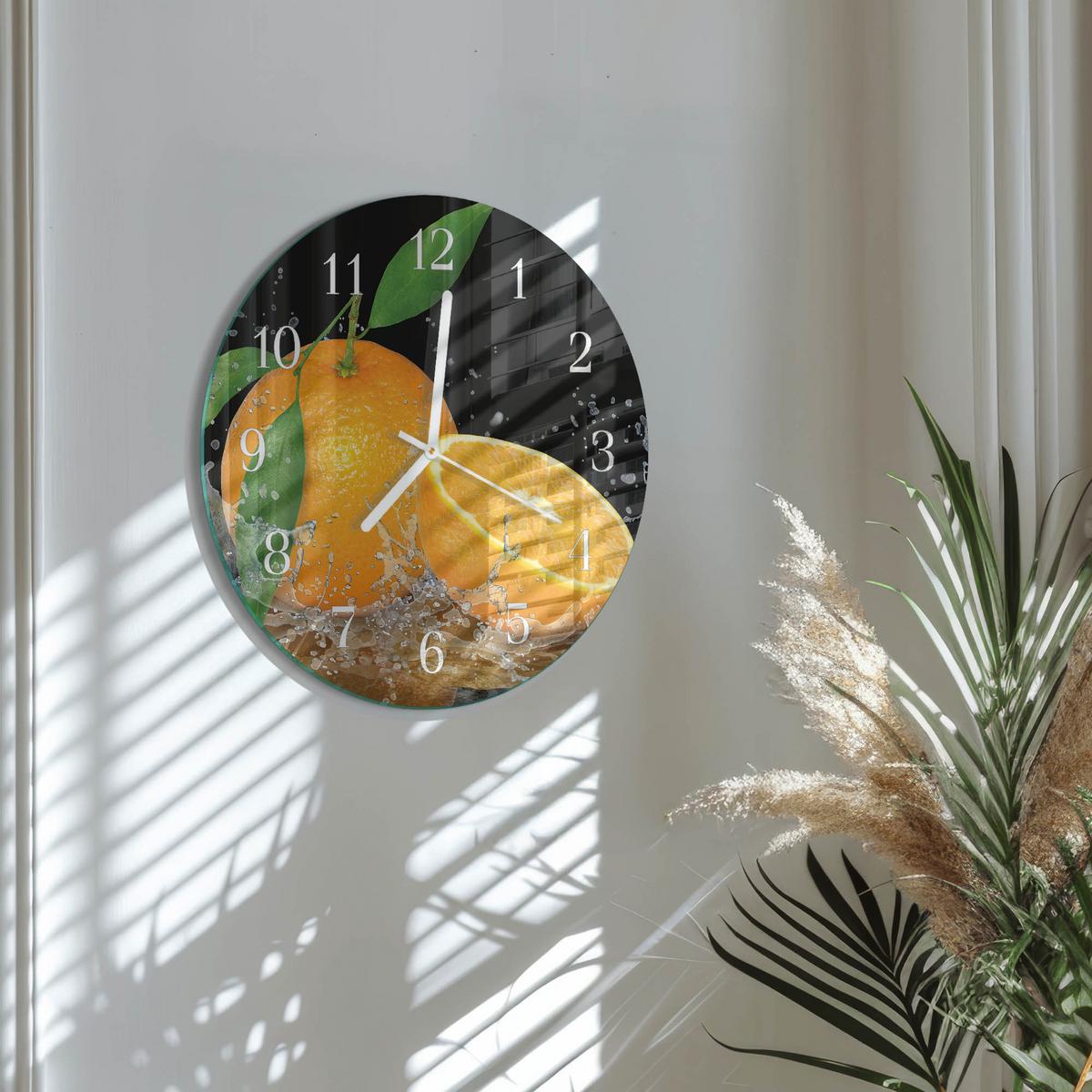 WANDUHR aus Glas Ø30 cm - Orangen - Orange, Glas (30/30/0.4cm) - TULUP