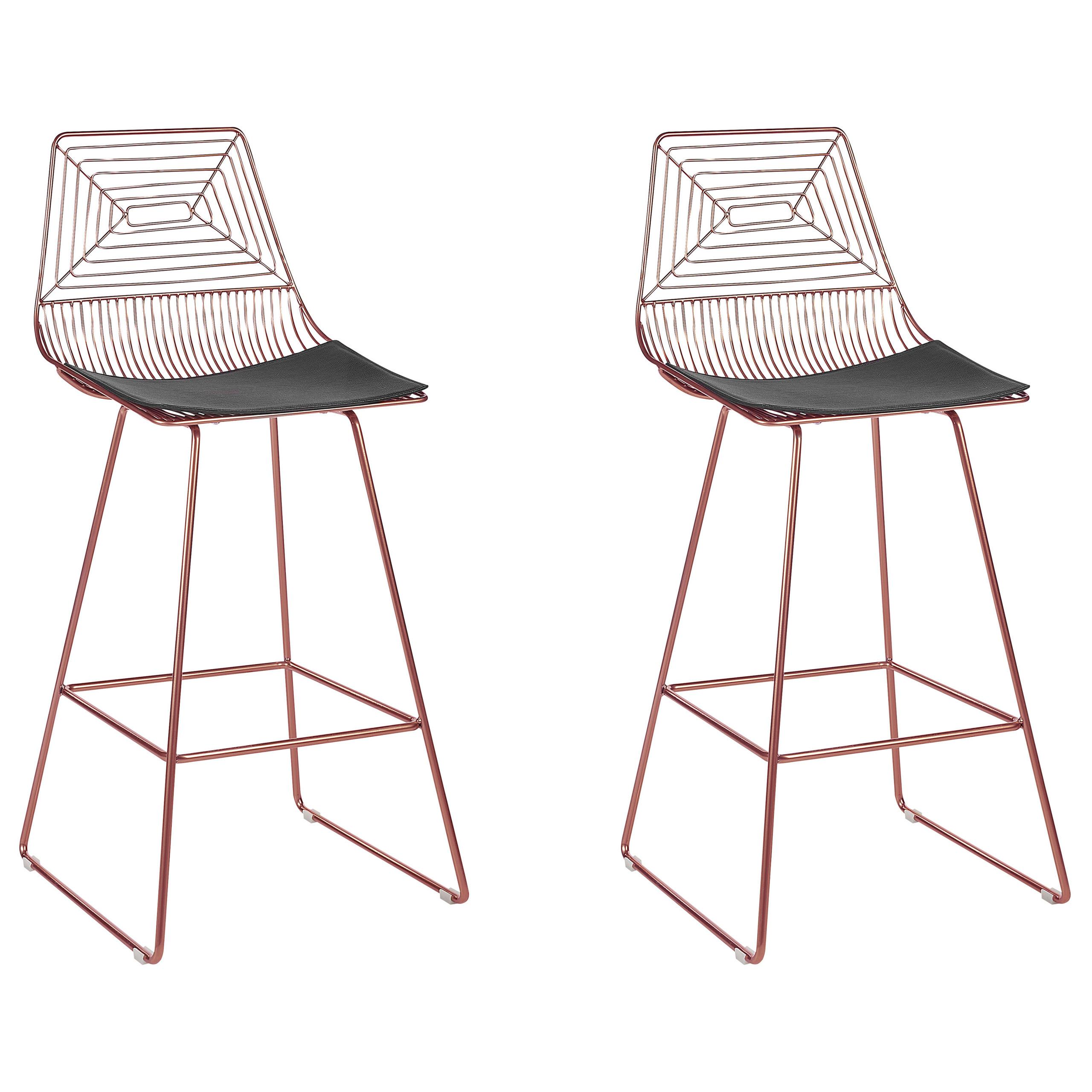 BARSTUHL 2er-Set Metall Roségold Bisbee - Roségold, Textil/Metall (50/110/49cm) - Beliani
