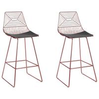 BARSTUHL 2er-Set Metall Roségold Bisbee - Roségold, Textil/Metall (50/110/49cm) - Beliani