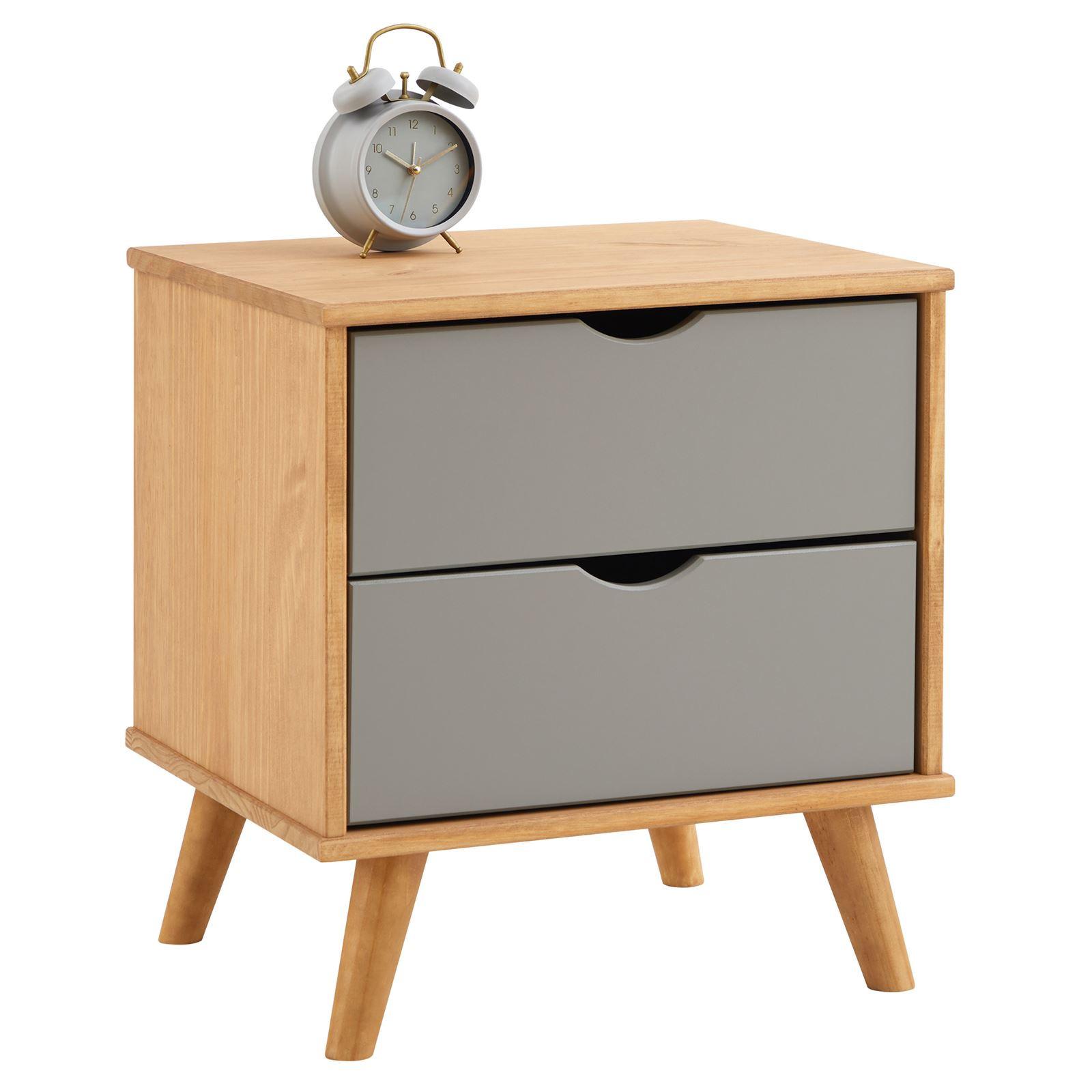 NACHTTISCH COLIMA - Naturfarben/Grau, Holz (50/46/40cm) - IDIMEX