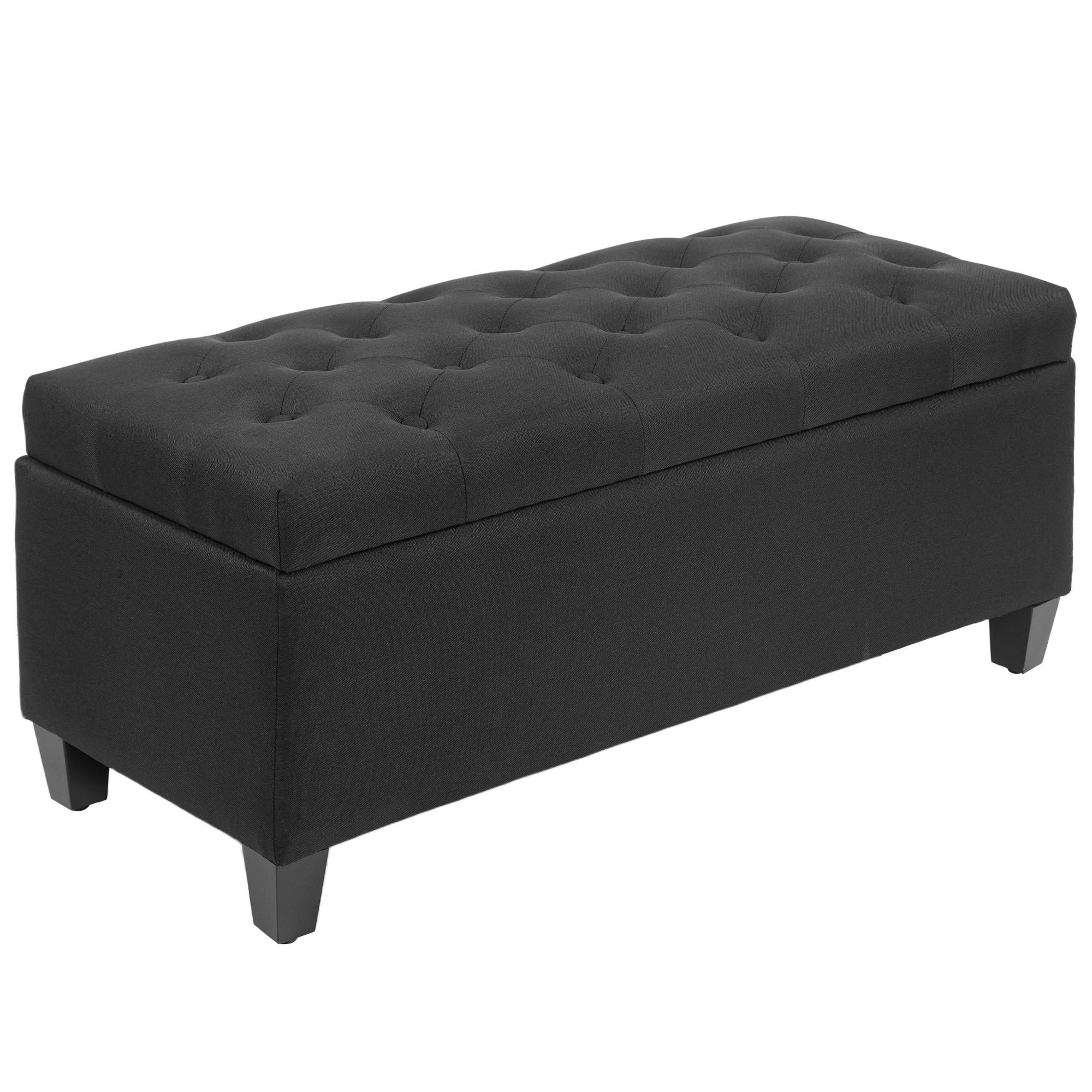 TRUHENBANK Polyester Holz Schwarz - Schwarz, Holz/Kunststoff (40/44/100cm) - HOMCOM