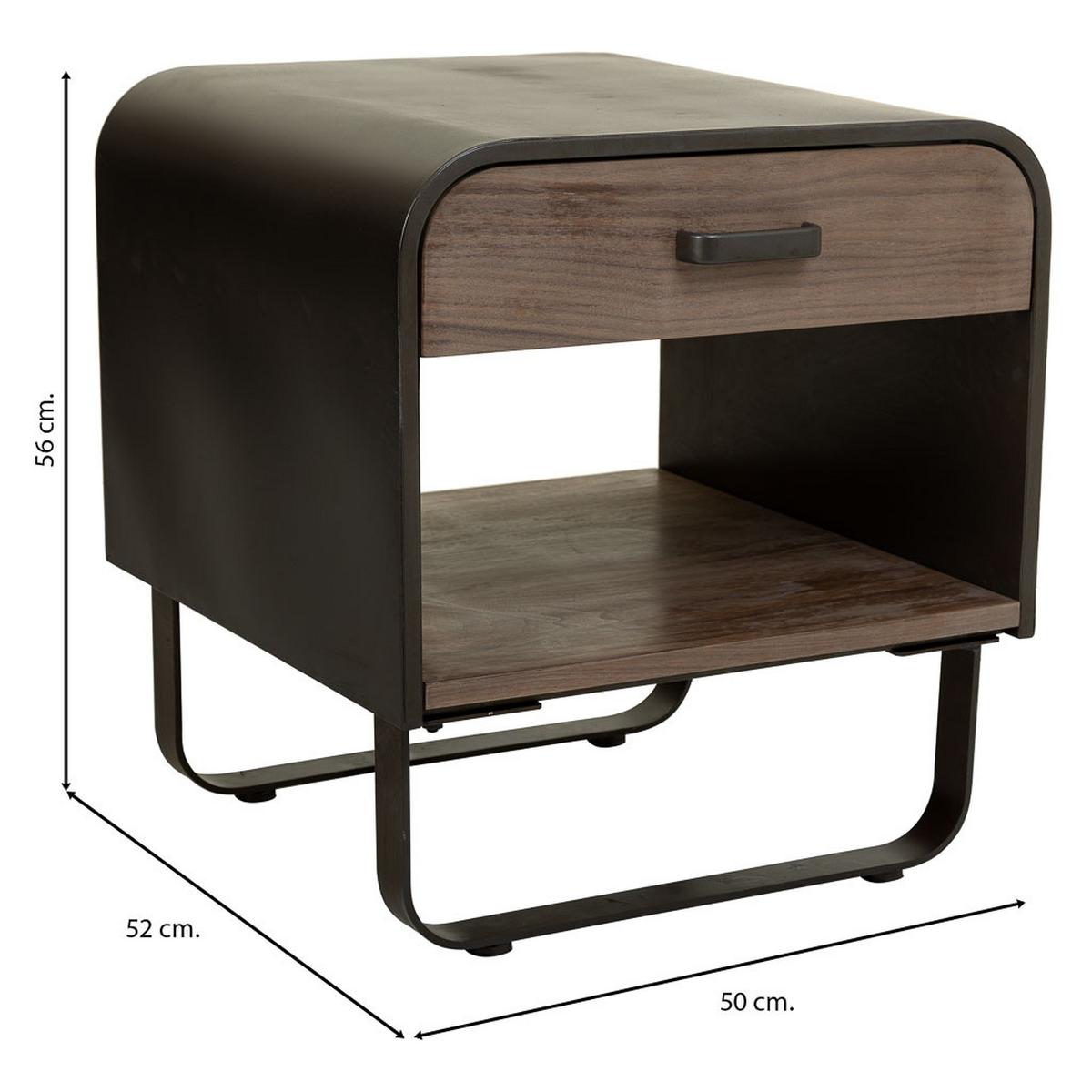 NACHTTISCH aus Metall und Holz, schwarz, 50x52x56cm - Braun, Holz (50/56/52cm) - Wanderlust