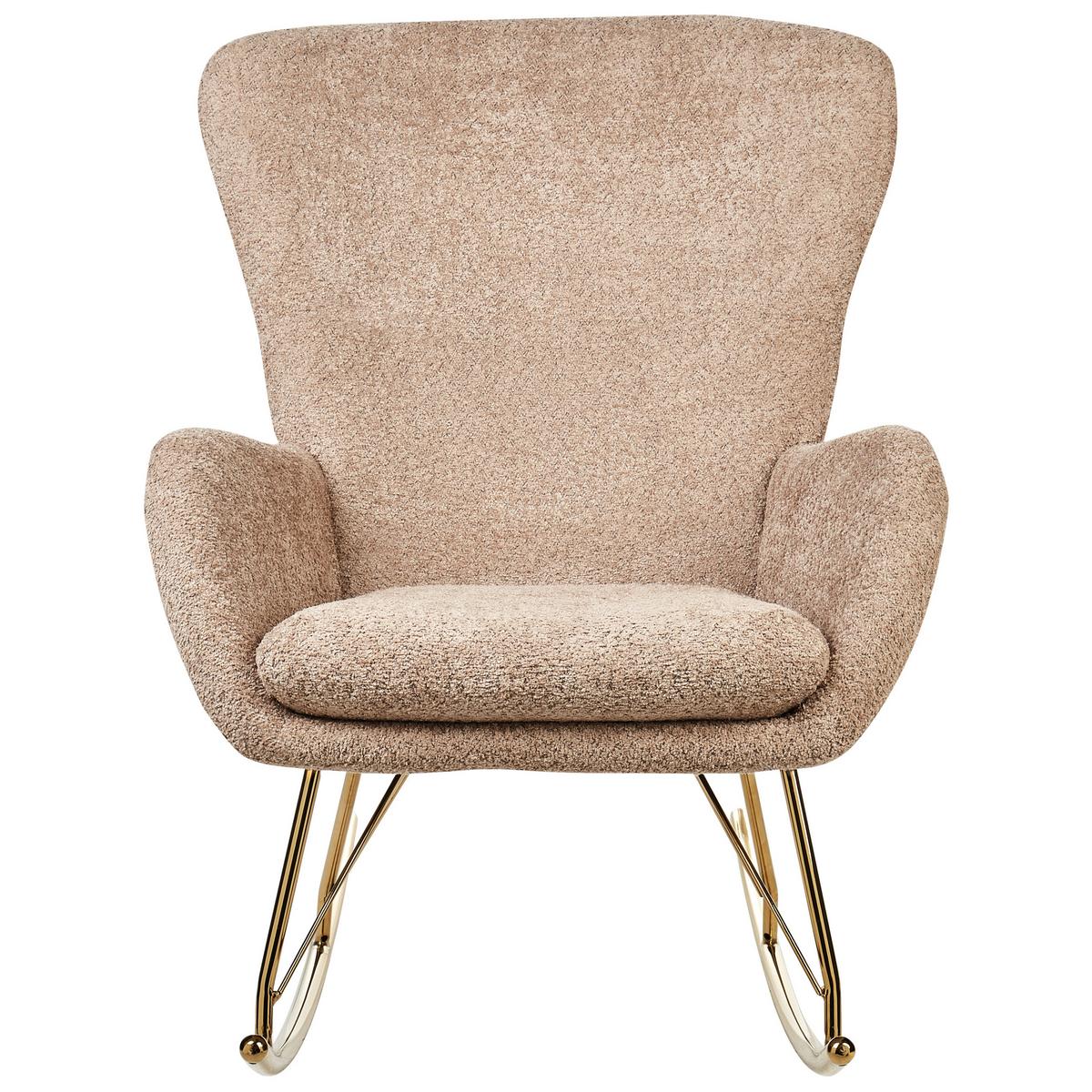 SCHAUKELSESSEL Bouclé Sandbeige Anaset - Beige/Goldfarben, Textil (74/99/99cm) - Beliani