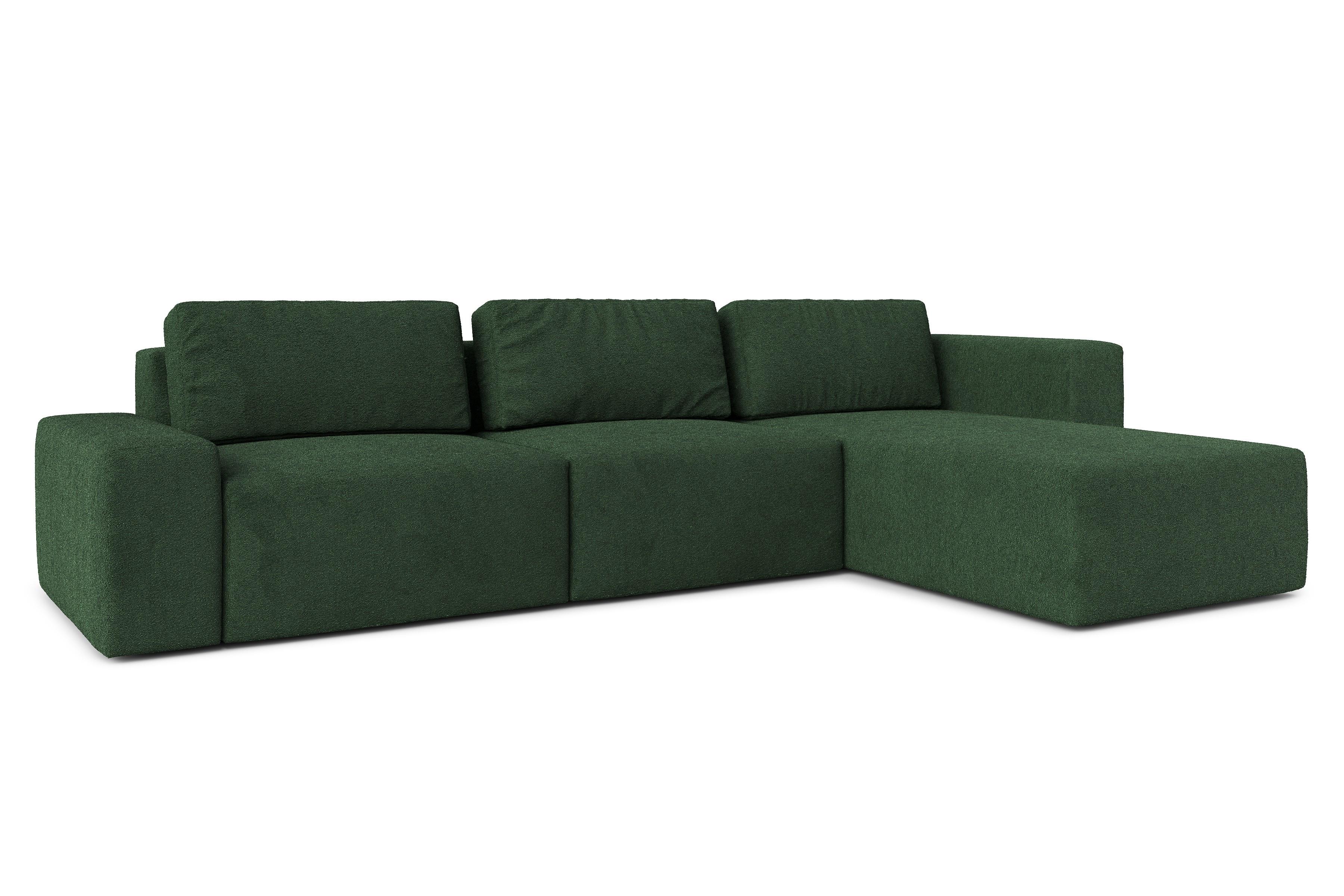 ECKSOFA L Form Arkleton Dunkelgrün 360/180/93 cm Rechts Bequem & Modern - Dunkelgrün/Schwarz, Kunststoff/Textil (360/180cm) - AX Living