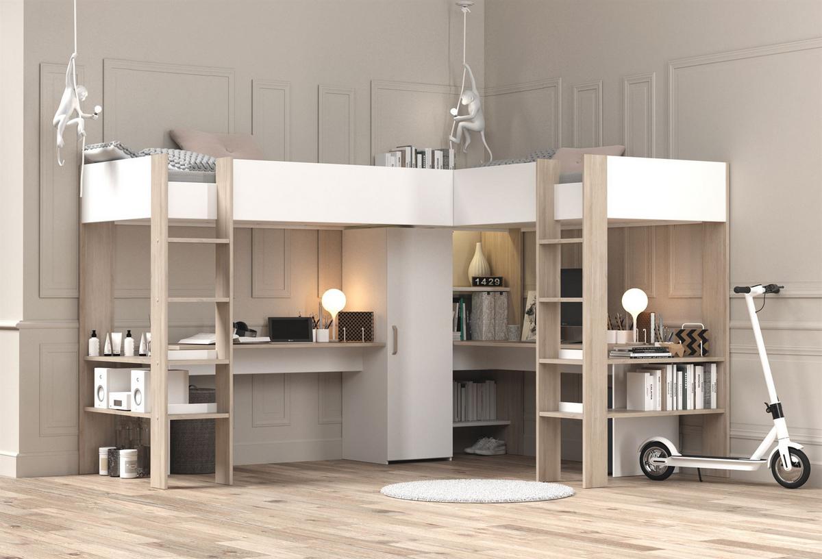 HOCHBETT Parisot Alex 1-tlg. Holznachbildung Weiß/Jackson Eiche - Eichefarben/Weiß, Kunststoff (90/200cm) - 58aufmkessel