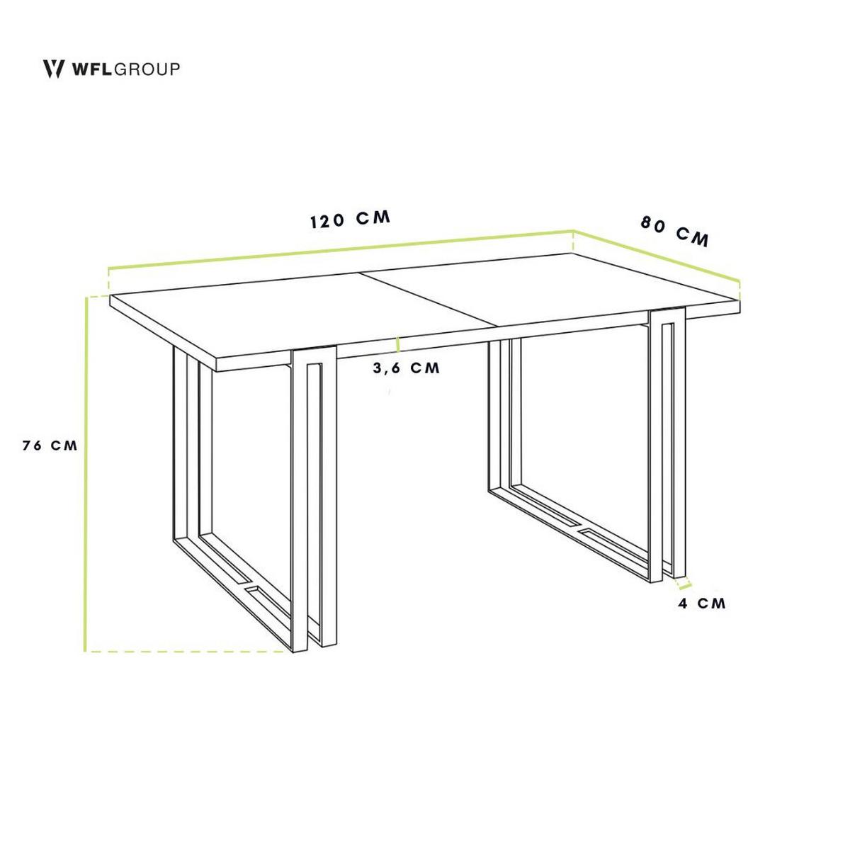 ESSTISCH Marco rechteckig ausziehbar, Lancelot Eiche 120-220/80/76 cm - Eichefarben/Schwarz, Holzwerkstoff/Metall (80/220/76cm) - WFL GROUP
