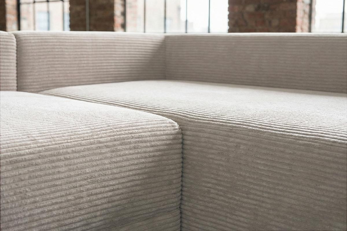 SCHLAFSOFA SADIRA Cremeweiß Cord - Creme/Schwarz, Kunststoff/Textil (288/209cm) - KAWOLA