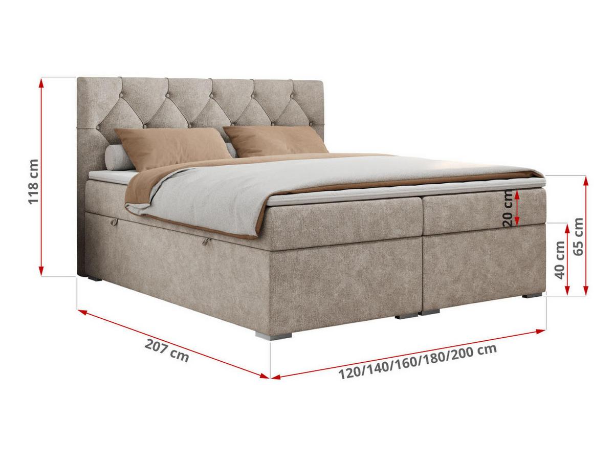 BOXBETT ALDA 140/200 Beige Struktur - H3 - Beige, Holz/Textil (140/200cm) - MKS