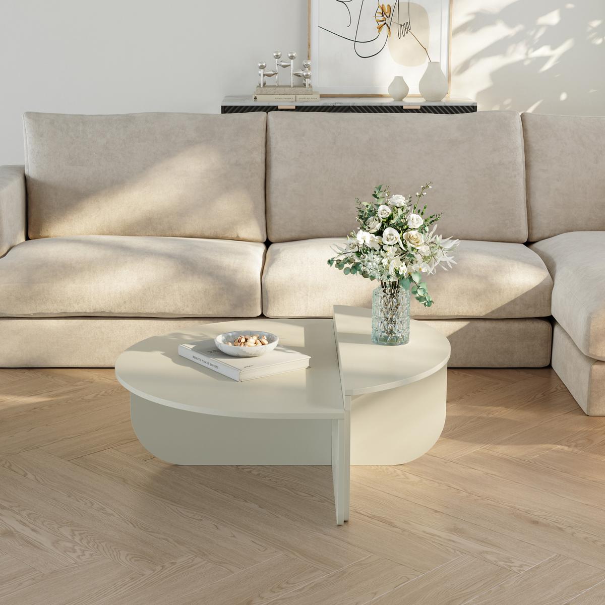 COUCHTISCH Tondesdaslo 90/90/35 cm - Creme, Holzwerkstoff (90/90/35cm) - [en.casa]