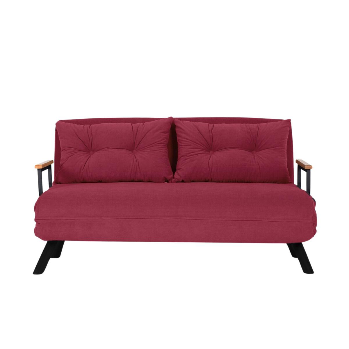 SCHLAFSOFA für 2 Personen mit Stoffbezug und Metallfüßen 133/50/41 cm - Rotbraun, Metall (50/41/121cm) - Calicosy
