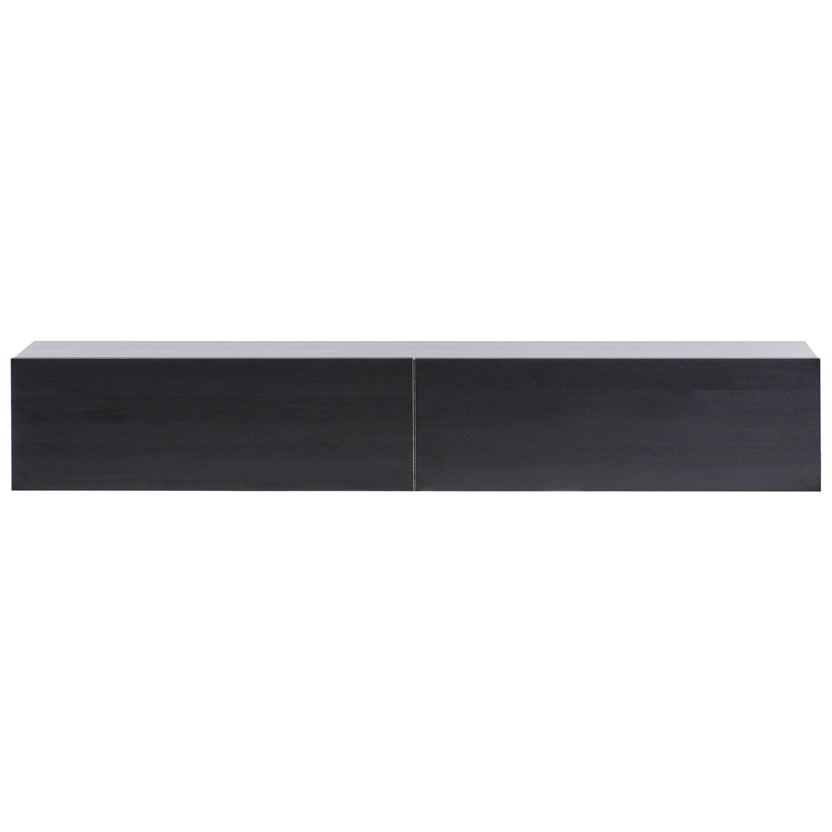WANDMONTIERTER-TV-SCHRANK Schwarz Gladstone - Schwarz, Holzwerkstoff (180/30/32cm) - Beliani