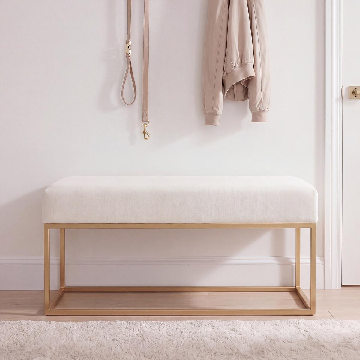 POLSTERBANK STELLA 100 cm Metallgestell, Gold / Creme - Creme, Textil/Metall (100/44/30cm) - Idohome