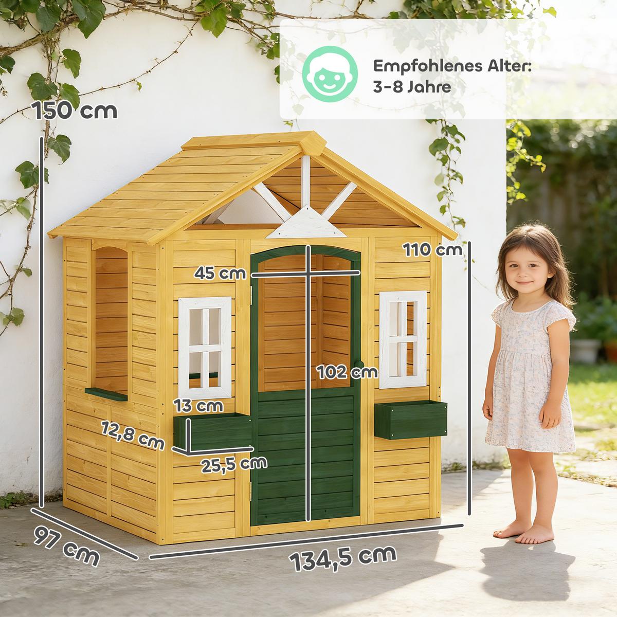 SPIELHAUS Tannenholz Braun - Braun, Holz (97/150/134.5cm) - AIYAPLAY