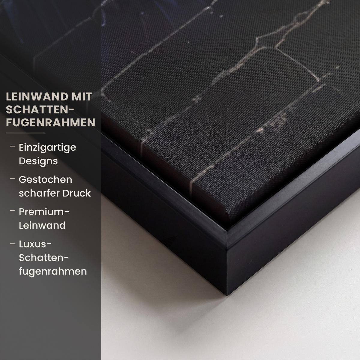 LEINWAND Bilder mit Rahmen - Graffiti - Schimpanse - Straßenkunst - Kopfhörer - Affe - 60x90 - Blau, Textil (60/90cm) - MuchoWow