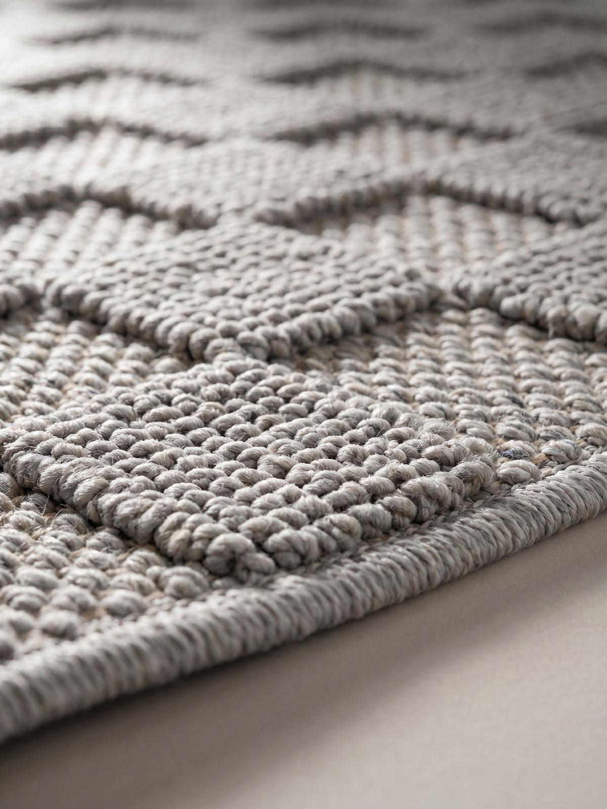 TEPPICH Flachgewebe LANGAU in Silber, mit Schachbrettmuster, Ø 120 cm - Silberfarben, Textil (120/120cm) - KADIMA DESIGN