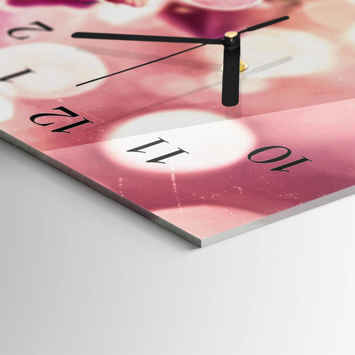 WANDUHR aus Glas 60x30 cm - Orchideen - Pink, Glas (60/30/0.4cm) - TULUP