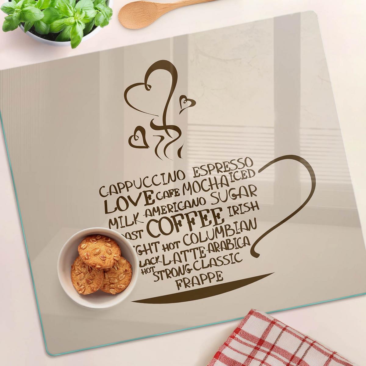 GLASPLATTE 60x52 cm Eine Tasse Kaffee - Braun, Glas (60/0.4/52cm) - TULUP