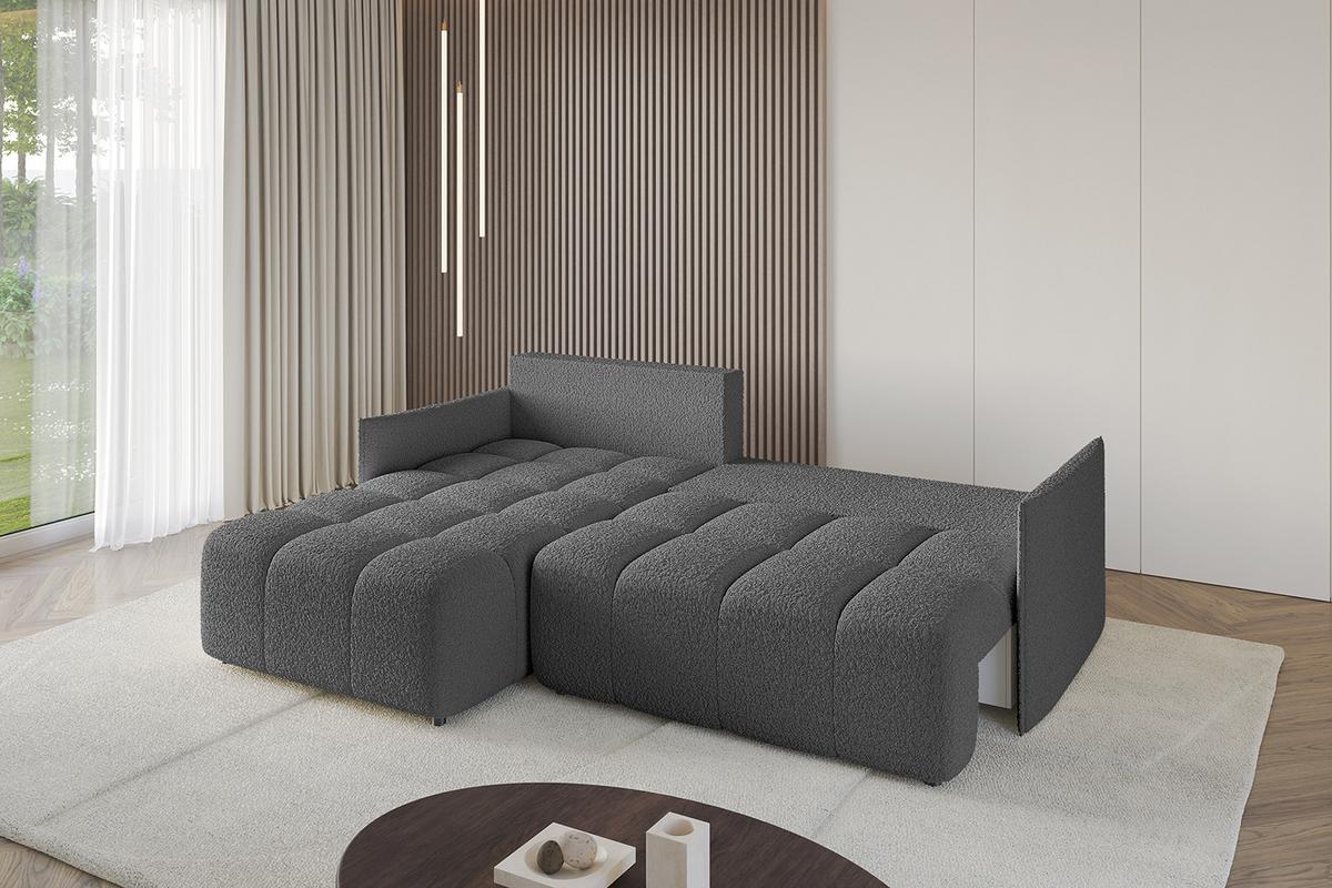 ECKSOFA Ottomane links LONLI-L 251x189x68 Platinfarben Bouclé - Platinfarben, Holzwerkstoff/Kunststoff (251/189cm) - ALTDECOR