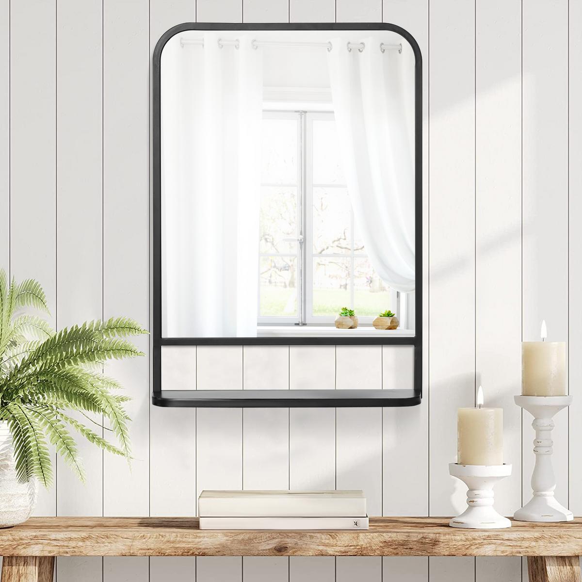 WANDSPIEGEL - Schwarz, Glas/Metall (10.2/50/70cm) - HOMCOM
