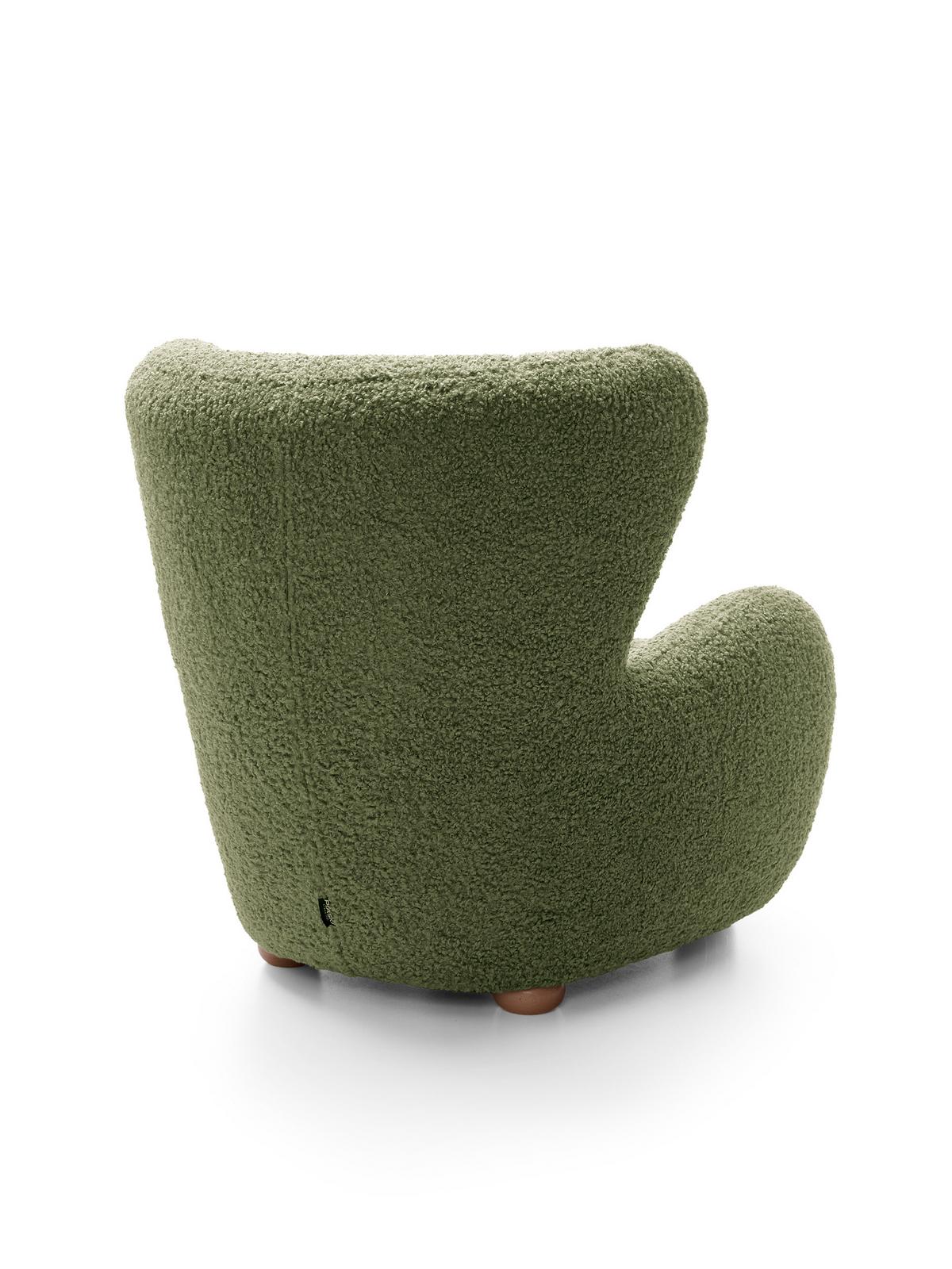 SESSEL MIST, Polstersessel Klassisch Loungesessel, Bucle-Stoff Grün - Grün, Holz/Holzwerkstoff (88/91/100cm) - MASSENO