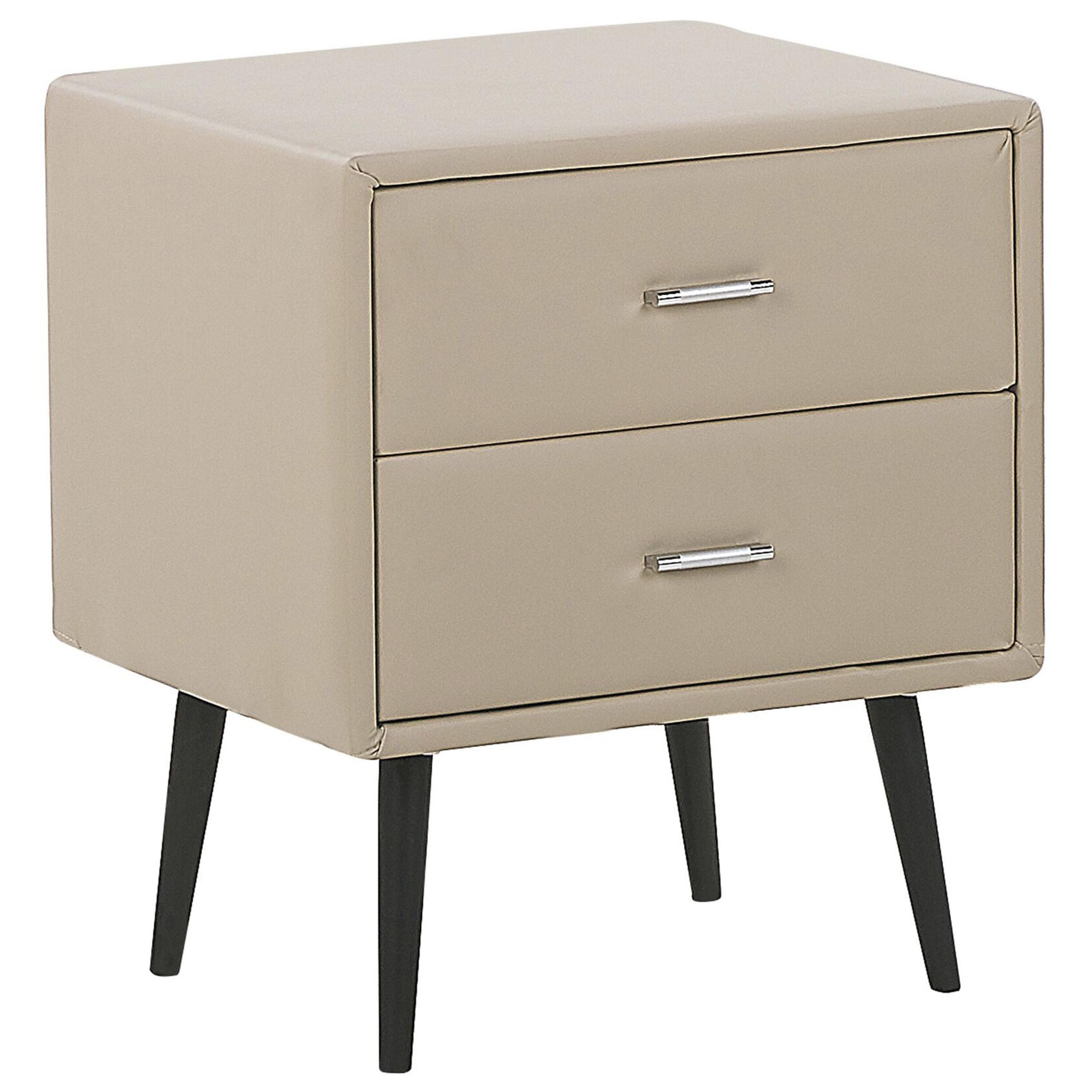 NACHTTISCH beige Kunstleder 2 Schubladen Essonne - Beige, Kunststoff/Textil (48/56/41cm) - Beliani