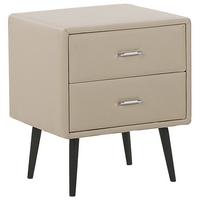 NACHTTISCH beige Kunstleder 2 Schubladen Essonne - Beige, Kunststoff/Textil (48/56/41cm) - Beliani