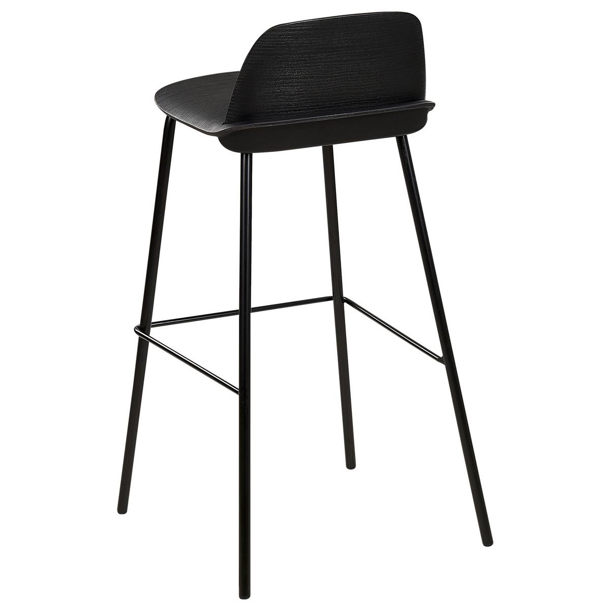 BARHOCKER 4er-Set Kunststoff Schwarz Mora - Schwarz, Kunststoff/Metall (48/90/35cm) - Beliani