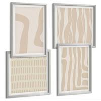 BILDER SET 4er Set - 50x50 cm & 40x60 cm Silberner Rahmen - Abstrakte Boho-Musterformen - Silberfarben, Kunststoff (50/50cm) - TULUP