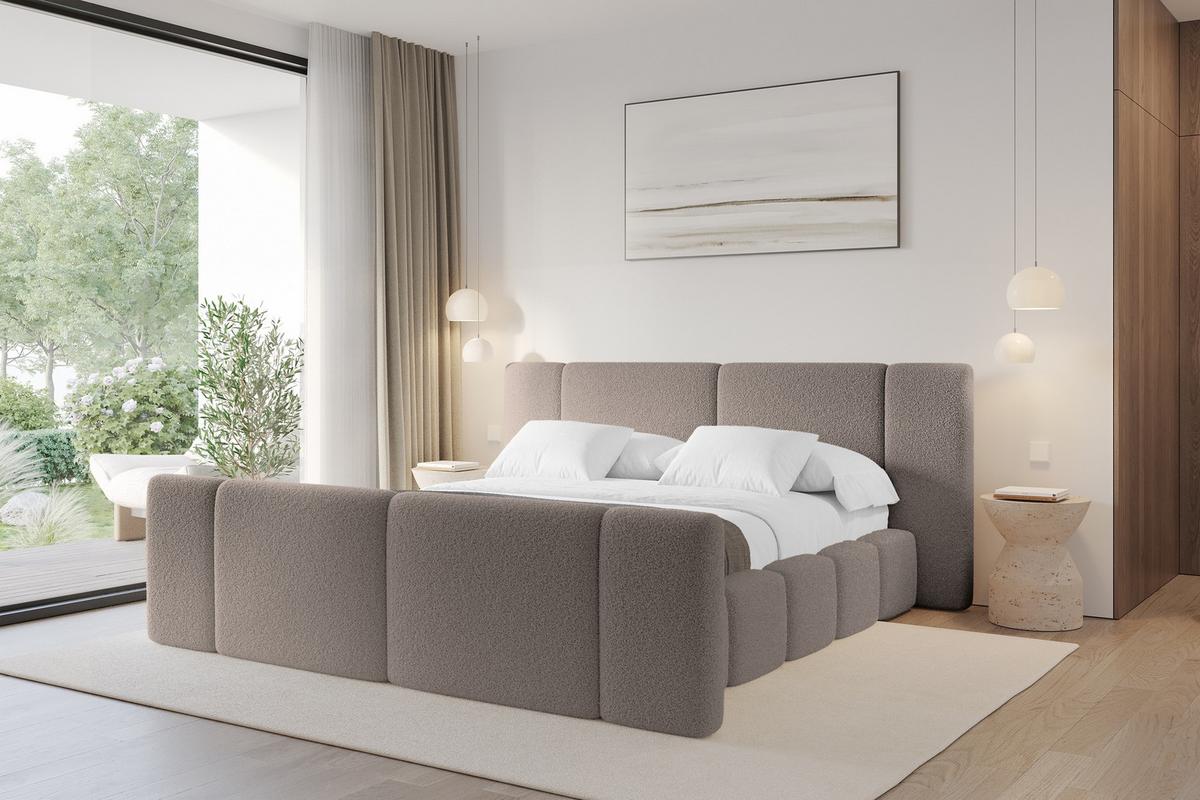 POLSTERBETT mit Bettkasten, Fußteil und Lattenrost, Bett mit Matratze H3/H4 - NILO-Z 140x200 Braun - Braun, Holzwerkstoff/Textil (140/200cm) - ALTDECOR