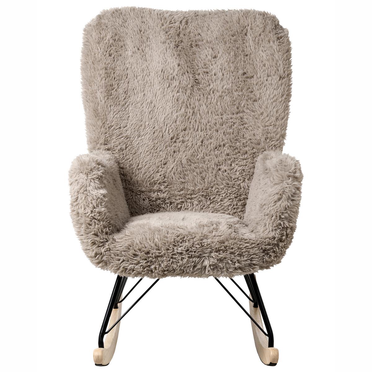SCHAUKELSESSEL Webpelz Taupe Akra - Hellbraun, Textil (66/104/98cm) - Beliani