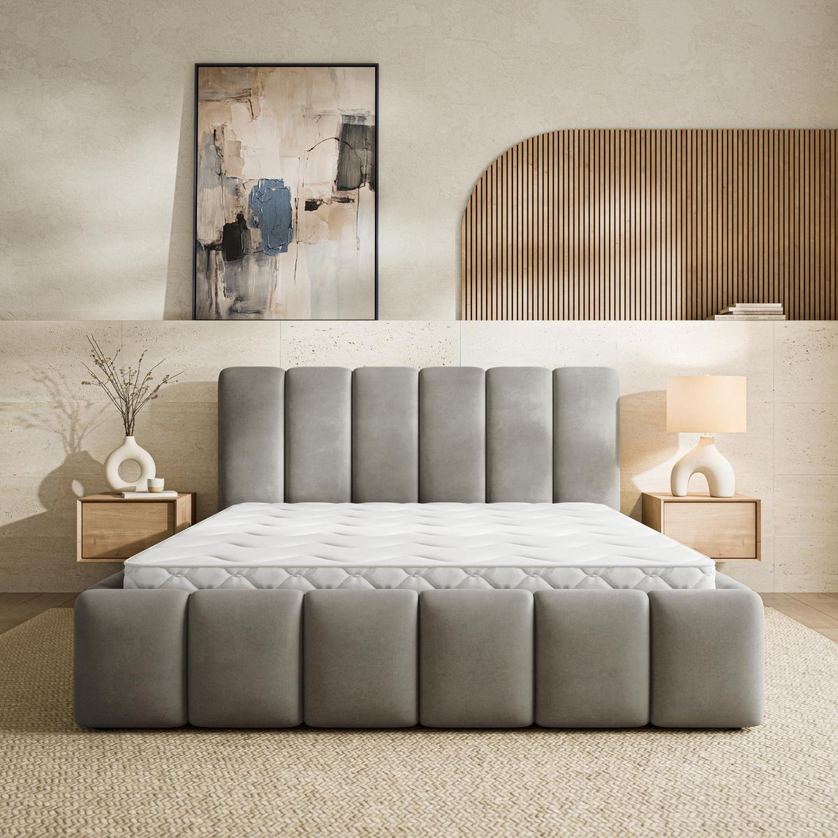POLSTERBETT RANIS 200x200 cm mit Bettkästen - Grau - Grau, Holz/Textil (200/200cm) - MASSENO