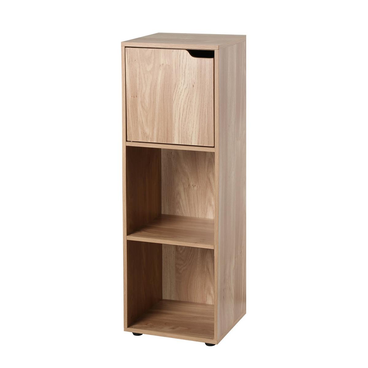 REGAL mit 3 Fächern und einer Tür 31/29/91 cm - Eichefarben, Holzwerkstoff (29/90.8/88.7cm) - Calicosy