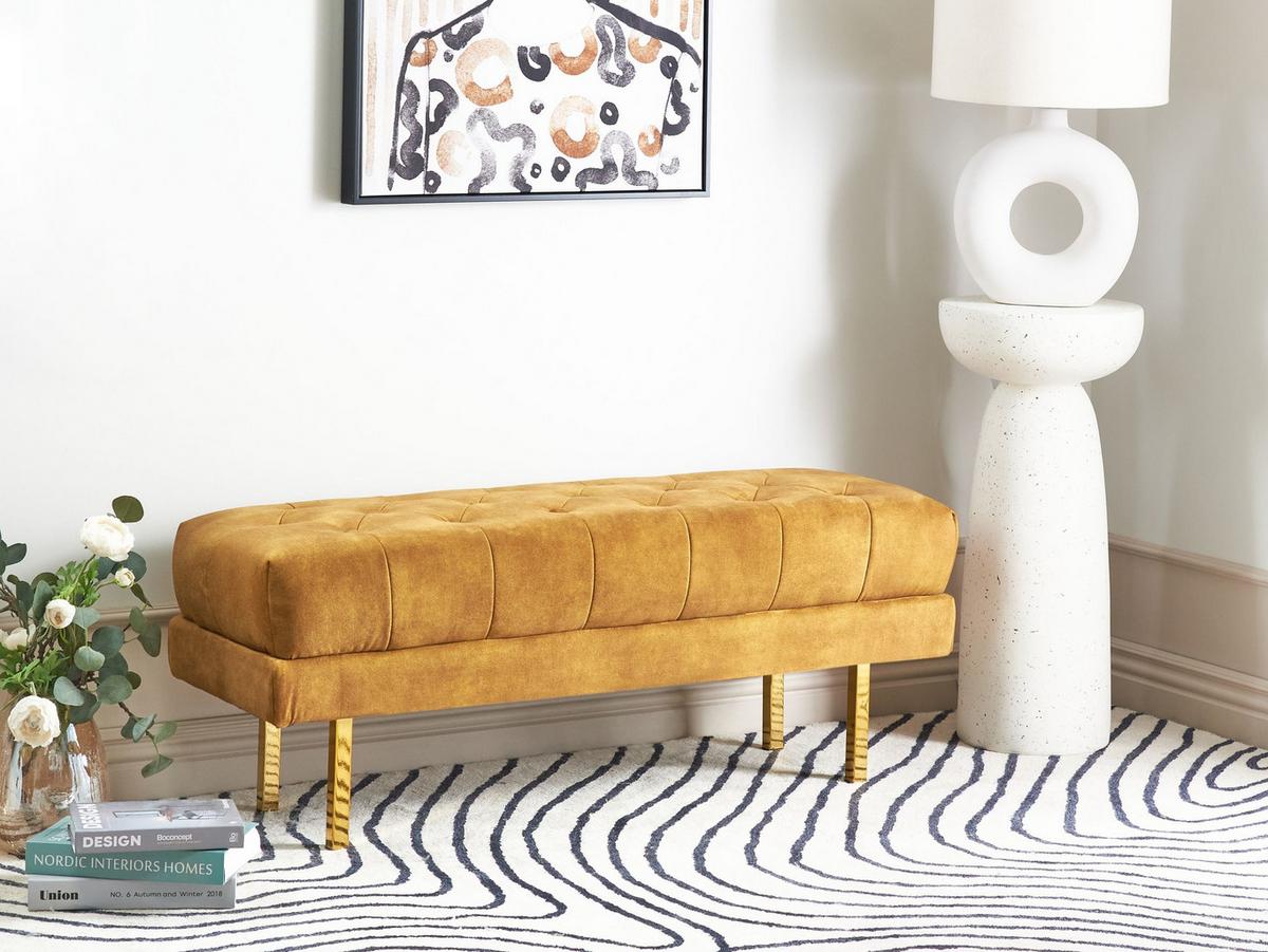 BANK Senfgelb Roseville - Gelb/Goldfarben, Textil (117/44/40cm) - Beliani
