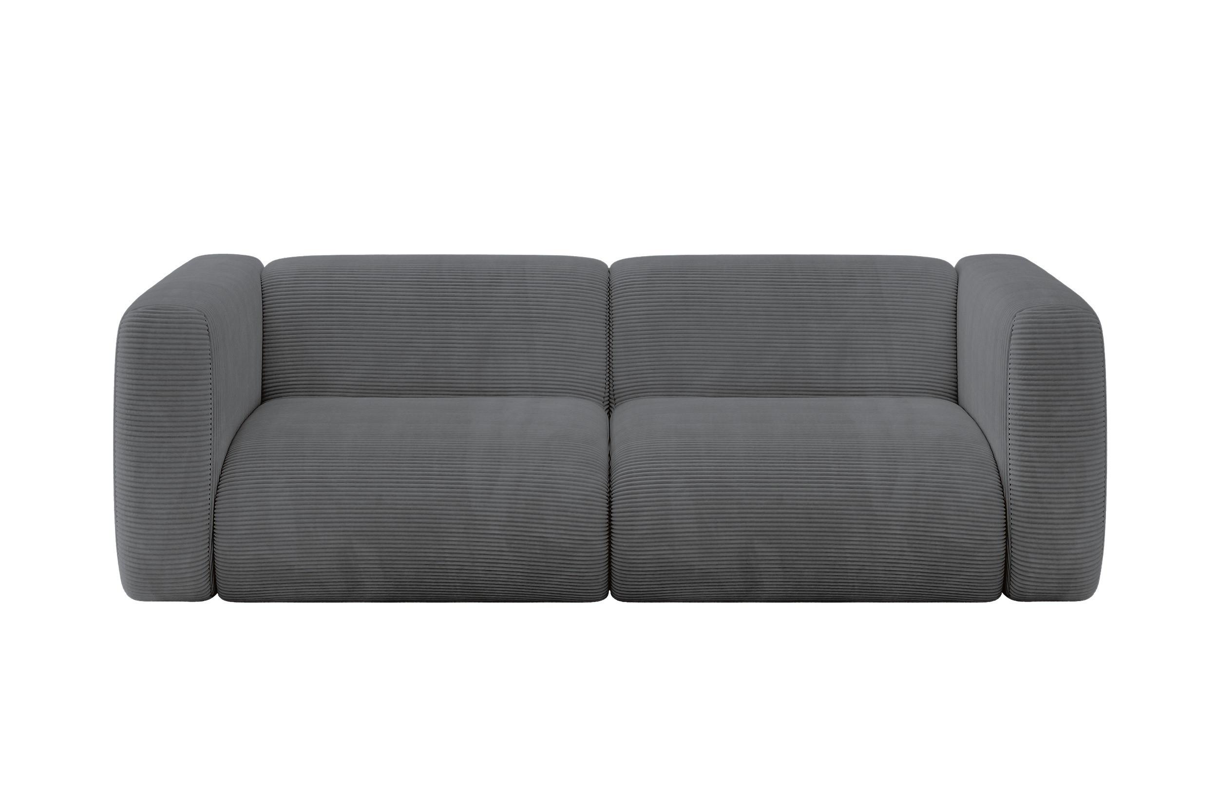MODULARES Sofa 2-SITZER MIRA-S1 228x89x70 Dunkelgrau cm Cord - Dunkelgrau/Graphitfarben, Holzwerkstoff/Kunststoff (228/70/89cm) - ALTDECOR