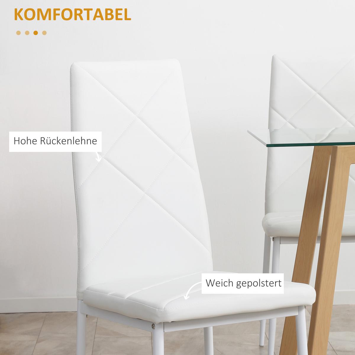 ESSZIMMERSTÜHLE, Kunstleder, Stahl, Weiß - Weiß, Kunststoff (50/97/41cm) - HOMCOM