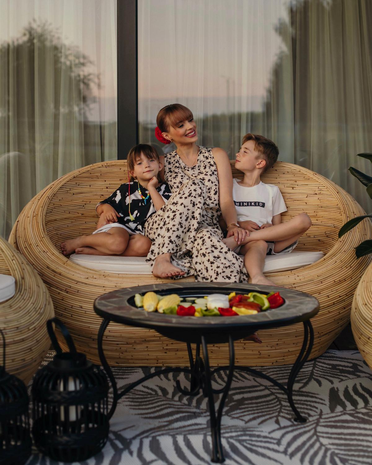 LOUNGE SET 3-teiling Rattan Natürlich Maiori - Beige/Naturfarben, Naturmaterialien (110/110/180cm) - Beliani