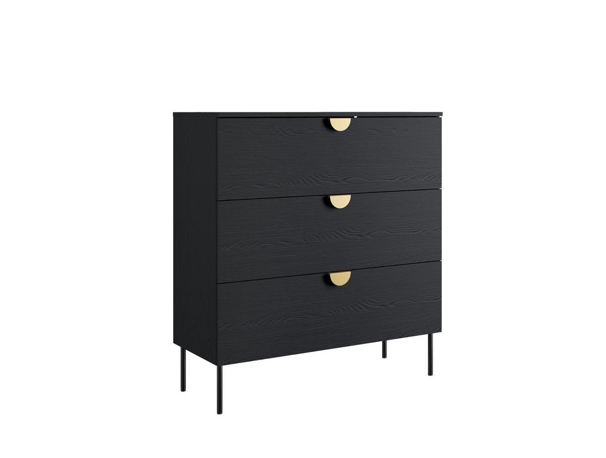KOMMODE FRAYN 100/107/40cm mit 3 Schubladen Türen Graphitfarben - Graphitfarben, Holzwerkstoff (100/107/40cm) - MASSENO